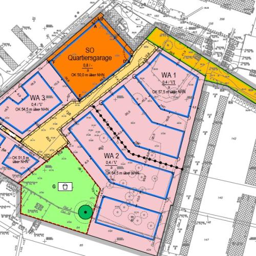 Planzeichnung zum B-Plan 77 Wohnquartier am Hollandweg